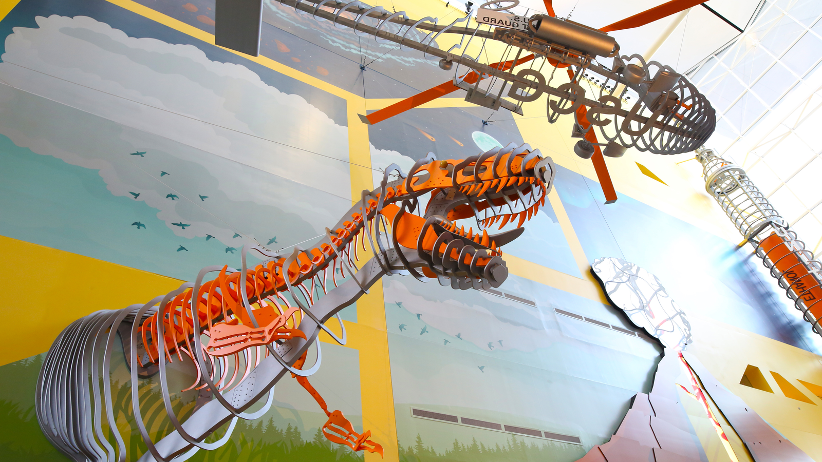 TRex and Helicopter Entrance of Science Center