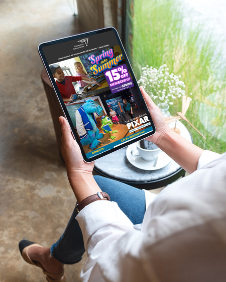 Mockup of woman reading eNewsletter