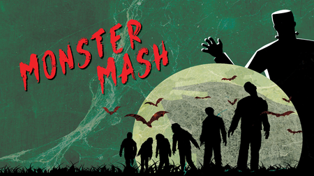Graphic of the monster mash gala art