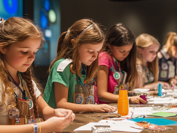 Girl Scouts Doing Craft