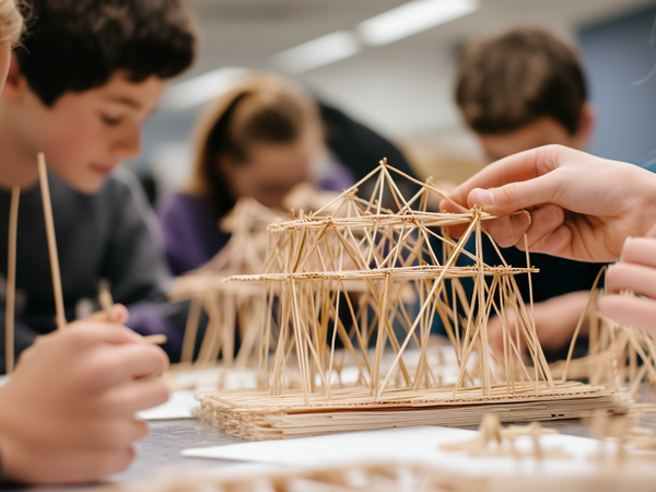 Middle Schoolers Building with Toothpicks