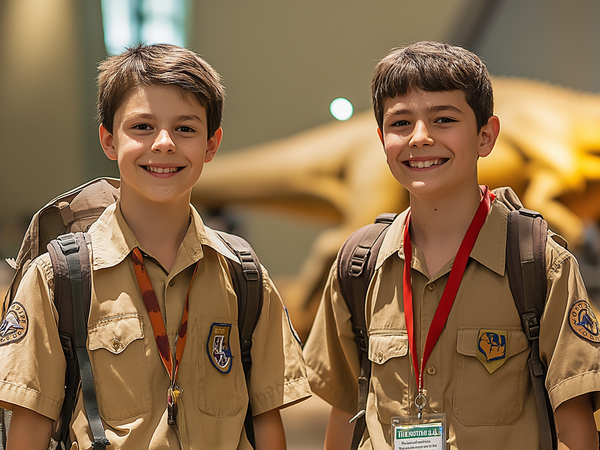 Group of boys enjoying exhibit